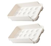 jojofuny Organizer Facile da Pulire per Uova da Frigorifero in Plastica Bianca e Risparmia Spazio Design a Cassetto, Set 2 Pezzi la Conservazione Domestica
