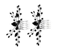 jojofuny Pettini per Chioma da Sposa Neri Cristalli 2 Pezzi Accessori Decorativi per Matrimonio Leggeri e Resistenti per Cerimonie Nuziali e Feste a Tema Elegante