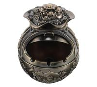 jojofuny Posacenere da Tavolo Vintage in Lega di Zinco con Coperchio Antivento Portacenere Portatile Decorativo per Patio Balcone e Casa Stile Retrò Elegante per Fumatori