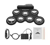 jojofuny Quiet drum pad elettronico nero in silicone ABS, kit batteria digitale portatile con suono realistico per lezioni e esercizi a casa