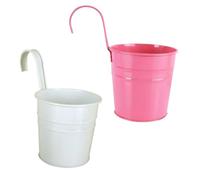 jojofuny Secchielli in Ferro 2 Pezzi per Fiori Finti e Piante, Pratici e Decorativi per Balcone e Finestra, Stile alla Moda e Resistente