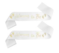 jojofuny Set 2 Fasce in Raso Bianco Mummy To Be per Shower Fascia Regolabile per Futura Mamma Decorazione Morbida per Festa di Rivelazione e Evento Maternità