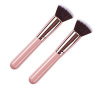 jojofuny Set 2 Pennelli Cosmetici Multifunzionali per Trucco Viso Pennello Fondotinta Liquido e Cipria Manico Rosa e Setole Ergonomiche Strumenti Trucco Portatili per Donna