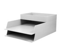 jojofuny Set 3 Pezzi Scaffale Portaoggetti da Scrivania in ABS Bianco Organizer Portadocumenti Grande Capacità per Ufficio Scuola e Casa Contenitore Multiuso per Archivio Documenti