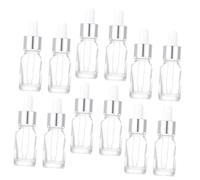 jojofuny Set da 12 Flaconi Contagocce in Vetro 5Ml Trasparenti Tappo Bianco e Anello Argento Flaconi Contagocce Resistenti per Oli Essenziali Cosmetici e Viaggi Bottiglie per Dosaggio