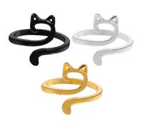 jojofuny Set da 3 Anelli per Uncinetto Design a Orecchie di Gatto in Lega di Zinco, Resistenti all'Usura, Accessori Delicati per Progetti di Lavoro a Maglia e Cucito