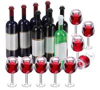 jojofuny Set di 18 mini bicchieri da vino e bottiglie e bicchiere: scala 1:12, calici per casa delle bambole in miniatura per vino rosso, accessori per casa delle bambole e decorazione della cucina