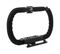 jojofuny Stabilizzatore Videocamera Portatile Nero Blocco Angolo e Montaggio Flash, Impugnatura Doppia per Telefoni e Fotocamere Reflex 3 Porte Hot Shoe