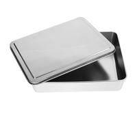 jojofuny Teglia per Forno in Acciaio Inox 28X22X6 CM con Coperchio Tortiera Rettangolare Antiaderente per Tiramisù e Dolci da Cucina Contenitore Pratico per Biscotti e Dessert