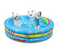 Jojoin Piscina Bambini,120CM*30CM Piscina Gonfiabile Con Cuscini Arcobaleno e Smiley e Motivi Colorat Piscine Gonfiabili per Bambini Dentro fuori