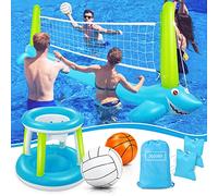 Jojoin Volley Galleggiante Piscina Gonfiabile Include Rete da Pallavolo e Cerchi da Basket, Bambini Adulti (304 x 110 Centimetri)