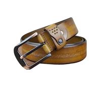 JOJOJ Cinghia casuale della pelle bovina di strato superiore della cinghia di cuoio genuino degli uomini per gli uomini, cachi, 42inch(for110lb-132lb)