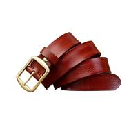 JOJOJ Cinghia dell'inarcamento del rame di modo per la cinghia degli uomini della pelle bovina semplice tutta, Rosso, 44inch(for132lb-148lb)