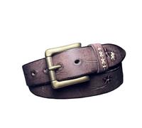 JOJOJ Cintura di cuoio della pelle bovina di strato superiore dell'annata per la cinghia degli uomini del cuoio genuino degli uomini, Marrone, 48inch(for165lb-176lb)