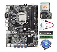 Jojomino 8 Scheda GPU B75 Mining Scheda Madre+CPU+Fan+Grasso Termico+8G DDR3 RAM+128G SSD+SATA +Lunetta 8USB3.0 GPU LGA1155 MSATA