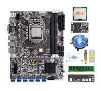 Jojomino B75 12 Scheda Mining Scheda Madre+CPU+Ventola+Grasso Termico+8G DDR3 RAM+128G SSD+Cacciavite+Lunetta 12USB3.0 LGA1155 DDR3 MSATA
