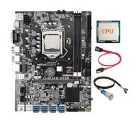 Jojomino B75 8 Scheda BTC Mining Scheda Madre+CPU+Metallo Pulsante Interruttore (1M)+ SATA 8XUSB3.0 (PCIE 1X) LGA1155 DDR3 RAM MSATA