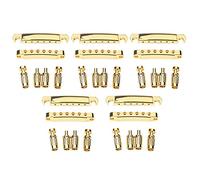 Jojomino Set di 5 chitarre dorate rivestite ponte di blocco melodia O ponte e corde titolari set per chitarra elettrica Lp ()