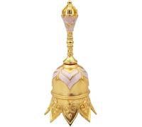 Jojomis Campanello portatile - Campanello di servizio vintage, campanello decorativo per matrimoni, cene, scuola, preghiera e aula, in lega di metallo, ornamento da appendere, regalo (oro bianco)