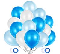JOJOR Palloncini Azzurri e Bianchi, 100 Pezzi Palloncini Blu Perlati per Decorazioni Festa Nascita Bambino, Battesimo Maschio,Prima Comunione, Baby Shower, Matrimonio Blu,Compleanno