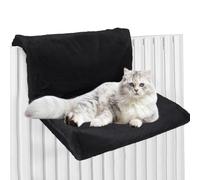 Jokapy Amaca per Gatti Termosifone Cuccia Gatto Termosifone con Morbida e Calda Coperta di Peluche Lavabile Felpata Letto per Gatto da Appendere Amaca da Finestra per Gatti per Animali (Nero, Piazza)