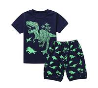 JokeLomple 2 Pz Completino Bambino Set - Completo Estivo Bambino Bimbo Completini e Coordinati Gentiluomo Set di Magliette Pantaloncini Tuta 1-8 Anni Dinosauro Stampa 2pcs Vestiti Set Regalo Bimbo