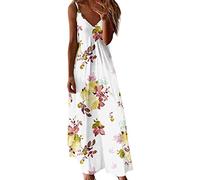 JokeLomple Abito da Donna a Canotta Lunga con Stampa Senza Maniche Abito Lungo da Donna Casual con Scollo a V Vestito Maniche Sportivo