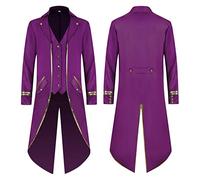 JokeLomple Cappotto Lungo Gotico - Cappotto Lungo Dark Medievale Stile Vittoriano Taglie Forti Tinta Unita Cappotto Vintage Eleganti Abito Cavaliere Medievale Uomo
