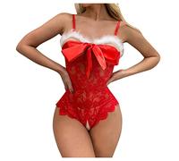 JokeLomple Completino Sexy Natalizia Donna - Sexy Hot Natale per Sesso Sexy Hot Seducente Babydoll Babydoll Rosso Lingerie Natalizia Pizzo Trasparente Camicia da Notte Intima Bambole Babbo Natale