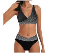 JokeLomple Costume Bagno Donna Due Pezzi - Curvy Swimwear Cinturino a Spaghetti con Ferretto e Spalline Bikini Set Push Up Costumi Piscina Donna Spiaggia Piscina Party Vacanza