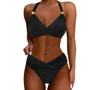 JokeLomple Costume da Bagno Due Pezzi Donna - Scollatura a Croce con Fascia Lombare, Chiusura Regolabile sul Retro, per Stile Estivo , Set di Bikini con Cinturino