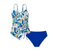 JokeLomple Costume da Bagno Due Pezzi per Ragazze Adolescenti con Canotta Floreale e Coulisse Laterale, Adatto per Bambini dai 7 ai 16 Anni