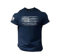 JokeLomple Distressed Men's T Camicia Flag O Collo Stampato Short Bluse Sleeves Men's Blouse