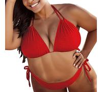 JokeLomple Donne Plus Size Bikini Set - Taglie Forti Costume Bagno Due Pezzi Increspato Costume Donna Due Pezzi Bikini Set Push Up Tinta Unita Bikini 2024 Costumi Mare Primavera