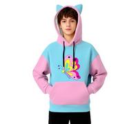 JokeLomple Felpa con Cappuccio in Pile Morbido con Design Adorabile a Forma di Orecchie di Gatto per Ragazzi, Comoda e Casual, con Stampa giocosa per Le attività quotidiane all'aperto e