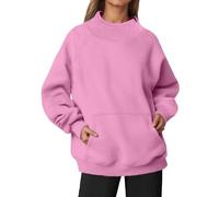 JokeLomple Felpa con Collo Alto, Spalle cadenti, Tasca, Foderata in Pile, Oversize, Manica Lunga, Morbida Biancheria Intima Termica Spazzolata