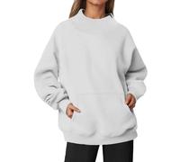 JokeLomple Felpa con Collo Alto, Spalle cadenti, Tasca, Foderata in Pile, Oversize, Manica Lunga, Morbida Biancheria Intima Termica Spazzolata