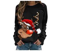 JokeLomple Felpa Donna Natale - Oversize Pullover Natale Maglione Natalizio Famiglia Morbido Elegante Natale Renna Maglie Felpa Christmas Sweatshirt Natalizia Felpa Termica Montagna