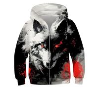 JokeLomple Felpe con Cappuccio e Zip a Maniche Lunghe, per Ragazzi e Ragazze, con Stampa 3D, con Tasche, Fodera in Pile, per Autunno e Inverno