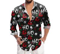 JokeLomple Festa di Natale Camicie Uomo - Camicia Hawaiana da Uomo Stampa Digitale 3D Camicia Vestiti Hawaiani Uomo Regular Fit Stampa Camicie Cervo Natalizio Idee Regalo Natale 2023