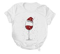 JokeLomple Maglietta Natalizie Donna - Taglie Forti T-Shirt Natalizio Rosso Elegante Stampa in Cotone Divertente Natale Maglietta Natale Invernale T Shirt