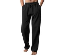 JokeLomple Pantaloni Lino Uomo Larghi - Pantaloni Uomo Estivi Eleganti Cotone Pantalone Comodi Pantaloni da Lavoro Pantaloni con Tasconi Uomo Casual a Gamba Larga Pantaloni per Vacanza Mare Spaggia
