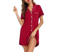 JokeLomple Pigiama Camicia da Notte per Donna Manica Corta/Lunga abbottonata Camicia da Notte Top Fidanzato Camicie da Notte Camicia da Notte (M) #16