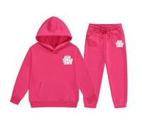 JokeLomple Set di abiti per bambine, con cappuccio e pantaloni stampati con lettere, comodi due pezzi per bambini piccoli, e abbigliamento da casa (12-13 Years) #64