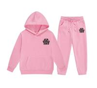 JokeLomple Set di abiti per bambine, con cappuccio e pantaloni stampati con lettere, comodi due pezzi per bambini piccoli, e abbigliamento da casa (10-11 Years) #64