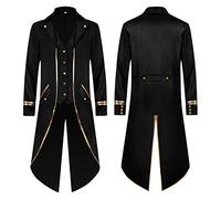 JokeLomple Steampunk Giacca Uomo - Vestiti Gotici Uomo Dark Stile Vittoriano Cosplay Gotico Tinta Unita Costume Rinascimentale per Halloween Feste Natale