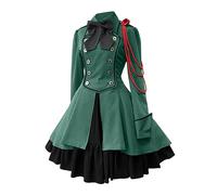 JokeLomple Vestito Gotico Donna - Stile Steampunk Vintage Cosplay Abiti con Maniche Svasate e Corsetto Vestito di Lusso per Halloween Carnevale