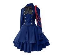 JokeLomple Vestito Gotico Donna - Stile Steampunk Vintage Cosplay Abiti con Maniche Svasate e Corsetto Vestito di Lusso per Halloween Carnevale