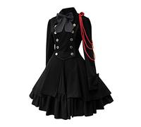 JokeLomple Vestito Gotico Donna - Stile Steampunk Vintage Cosplay Abiti con Maniche Svasate e Corsetto Vestito di Lusso per Halloween Carnevale