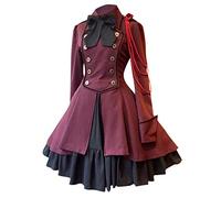 JokeLomple Vestito Gotico Donna - Stile Steampunk Vintage Cosplay Abiti con Maniche Svasate e Corsetto Vestito di Lusso per Halloween Carnevale